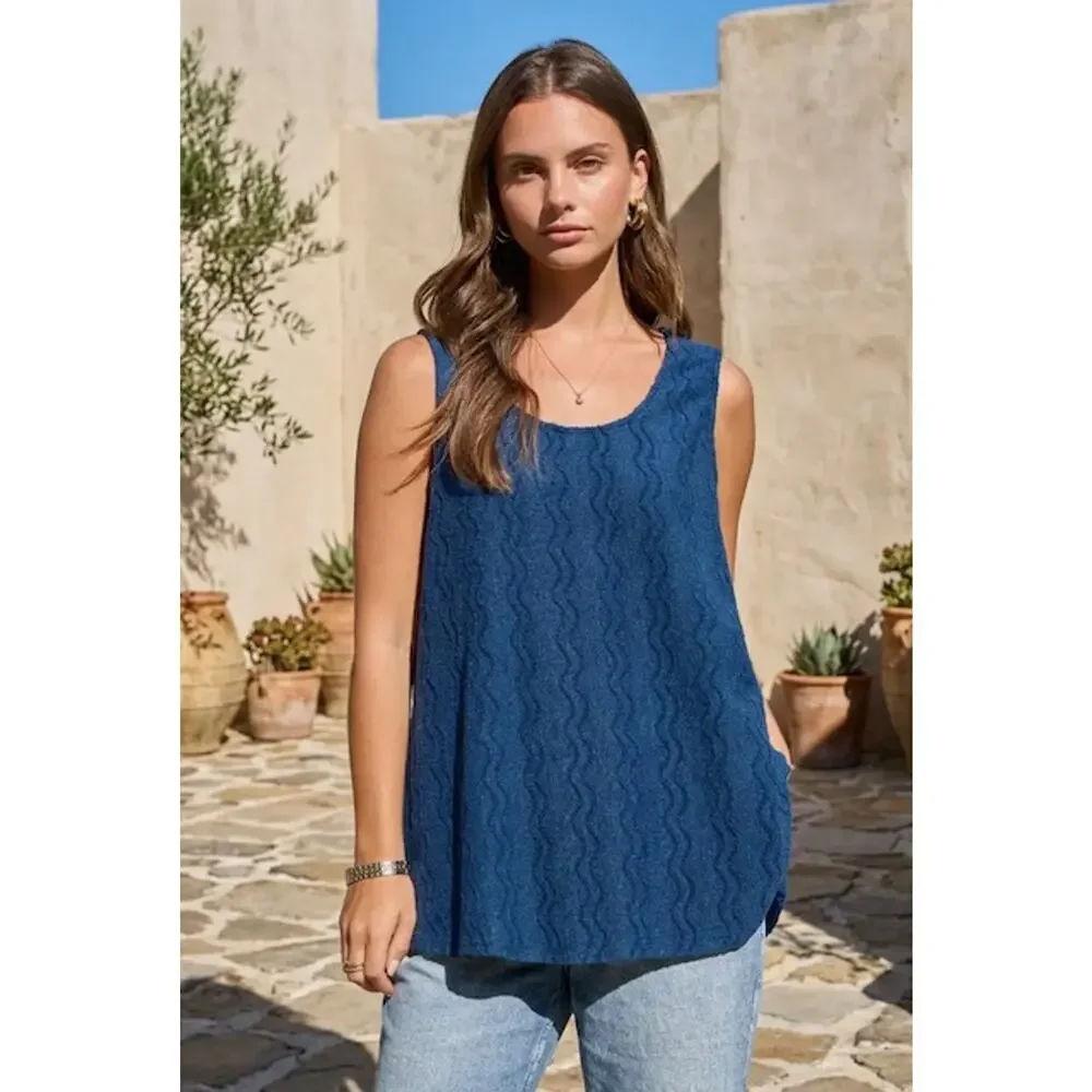 Andree by UNIT -  Textured Sleeveless Tank Blouse - Large